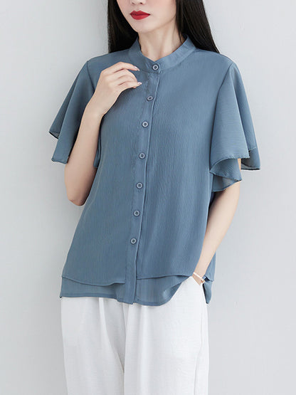 Original 14 Colors Falbala Lapel Blouse Tops