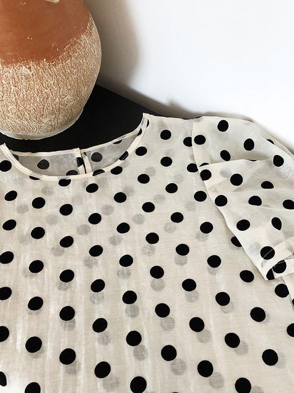 Original Polka-Dot Bishop Sleeve T-Shirts Tops