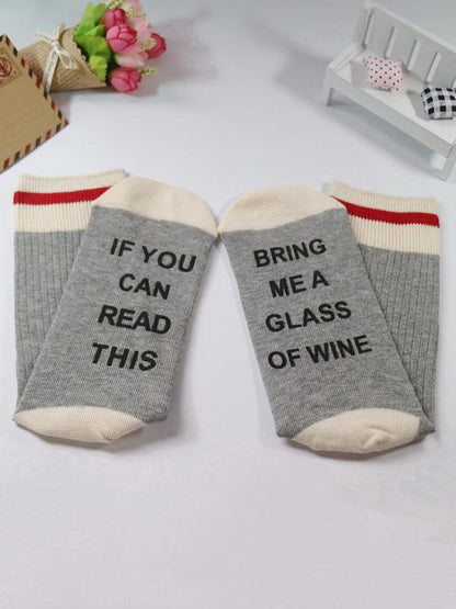 Soft Letter-Printed Medium Sock