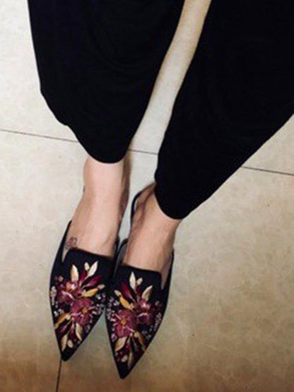 Pretty Embroidered Mules&Slides Shoes