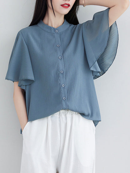 Original 14 Colors Falbala Lapel Blouse Tops