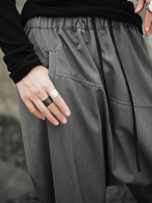 Loose Gray Leisure Harem Pants