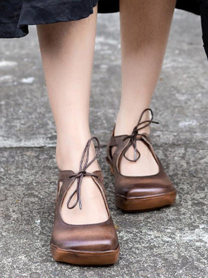 Genuine Leather Round Toe Sandals