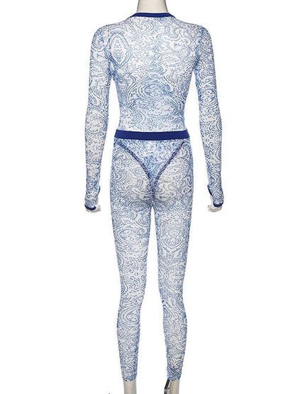Printed Bodysuits And Sports Yoga Leggings