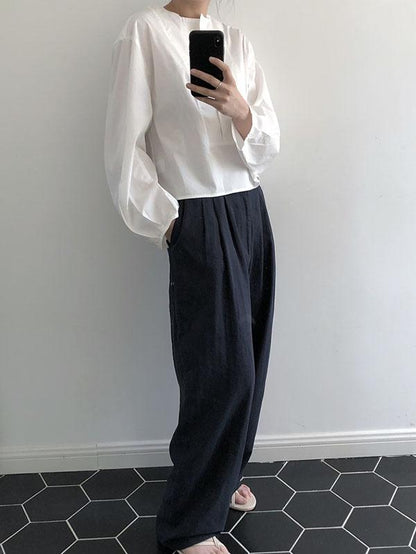 SIMPLE RETRO LOOSE WHITE SHIRT
