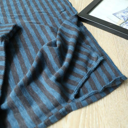 Buykud Retro Classic Stripe Batwing Sleeve Loose Shirt