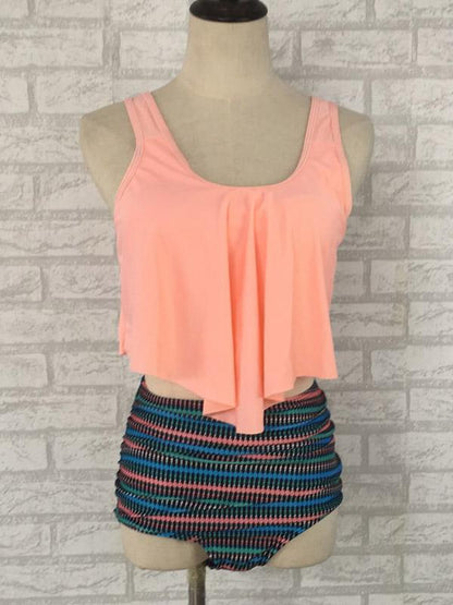Ruffle High Waisted Tankini Swimsuit