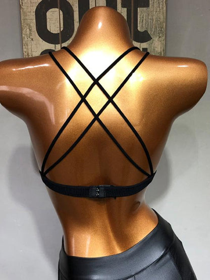 Sexy Solid Wrap Backless Spaghetti-Neck Bra