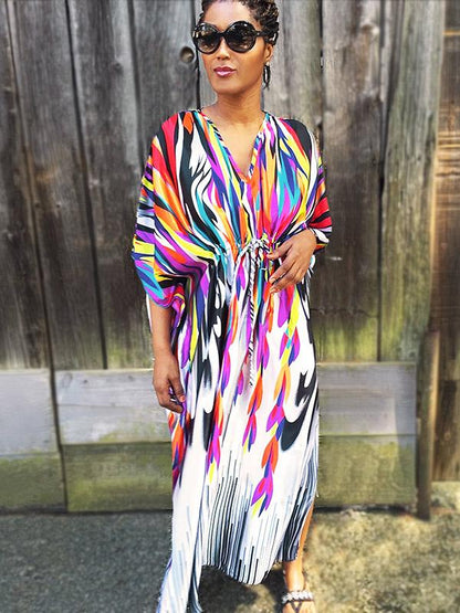 Plus Size Printed Vacation Beach Dress