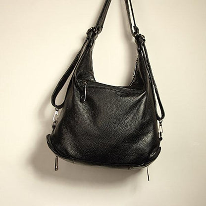 Soft Leather Solid Backpack Multi-carry Shoulder Bag