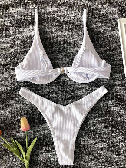 Sexy Spaghetti-Neck Padded Triangles Bikini Swimsuit