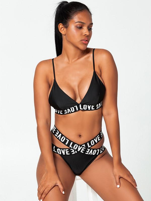 Sporty Bandage Split Bikini Swimsuit