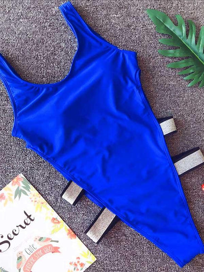 Bandage Plain One-piece Swimwear