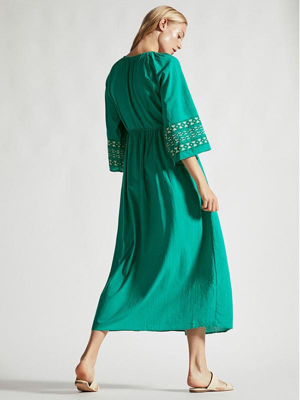 Waist--Strap Inwrought  Beach Midi Dresses