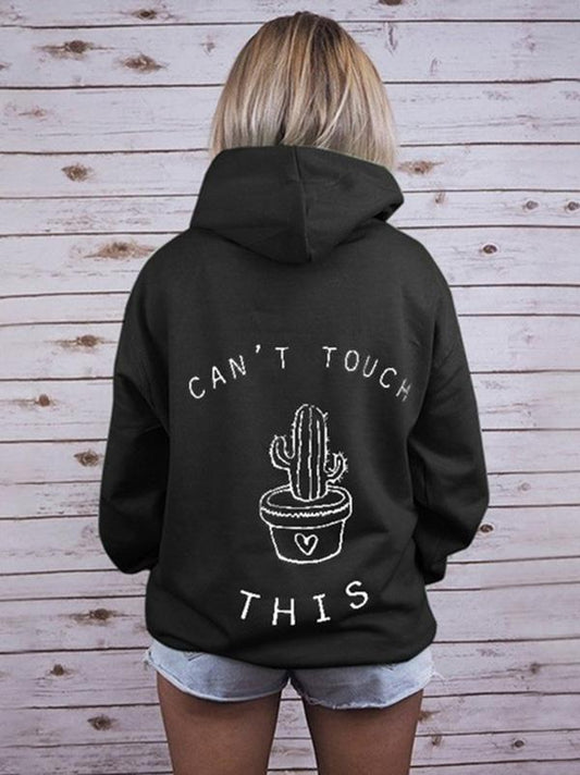 Loose Cactus Letter Printed Hoodie