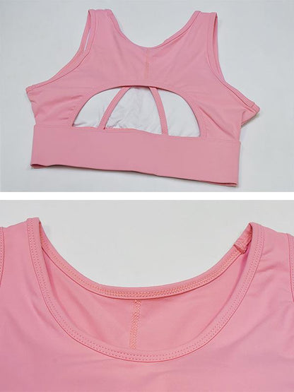 Solid Back Cross Breathable Sports Bra