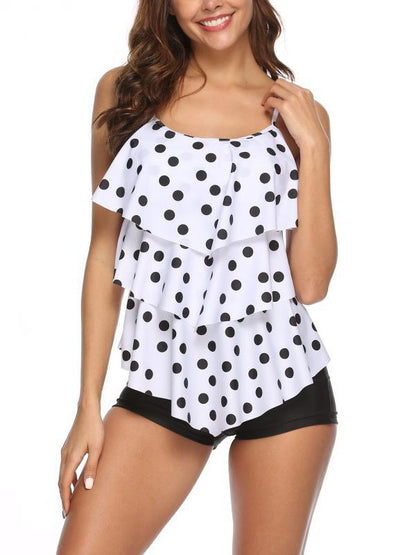 Falbala Plain Bottom Tankini Swimsuit
