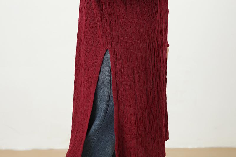 Autumn Winter Slit Fitting Black Dress For Women