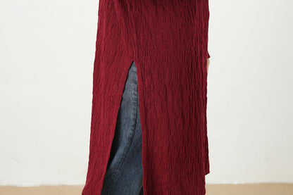 Autumn Winter Slit Fitting Black Dress For Women