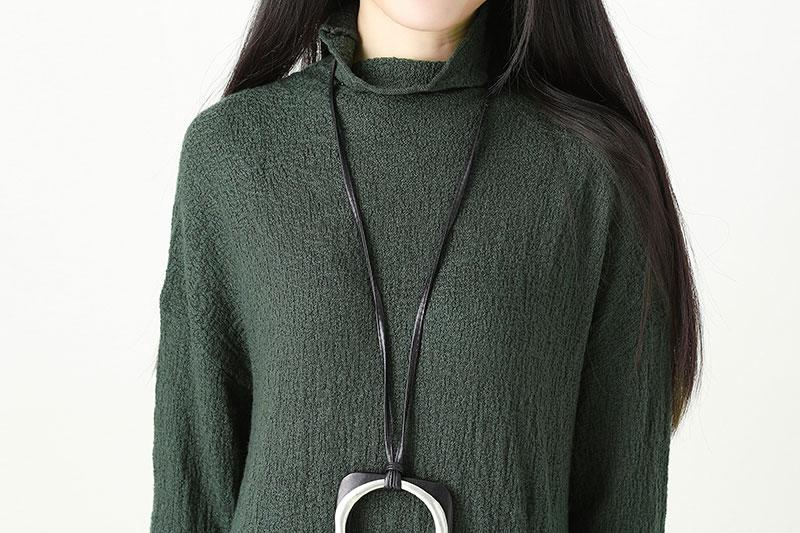 Autumn Winter Tassel Fitting Green Dress For Women