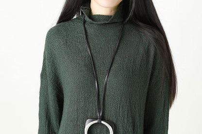Autumn Winter Tassel Fitting Green Dress For Women
