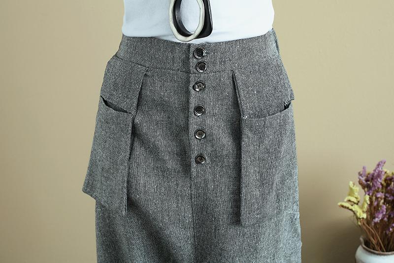 Stylish High Waist Women Loose Casual Gray Pants