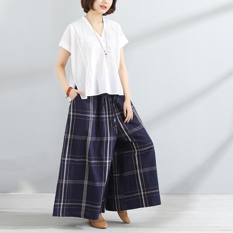 Loose Spring Autumn Women Stripe Wide Leg Pants