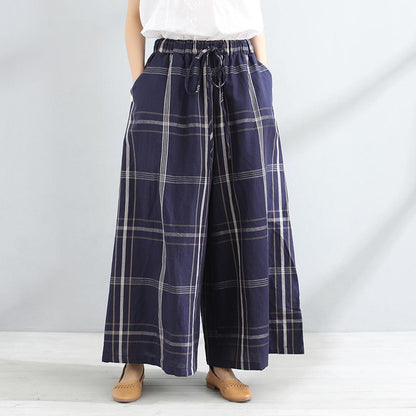 Loose Spring Autumn Women Stripe Wide Leg Pants