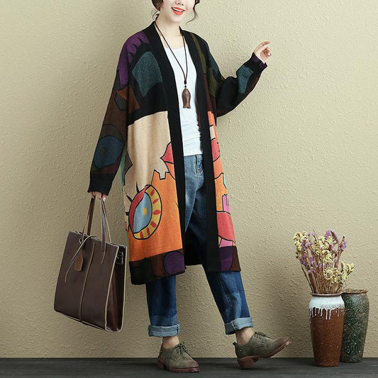 Women Sprint Autumn Long Sleeve Printing Casual Long Cardigan