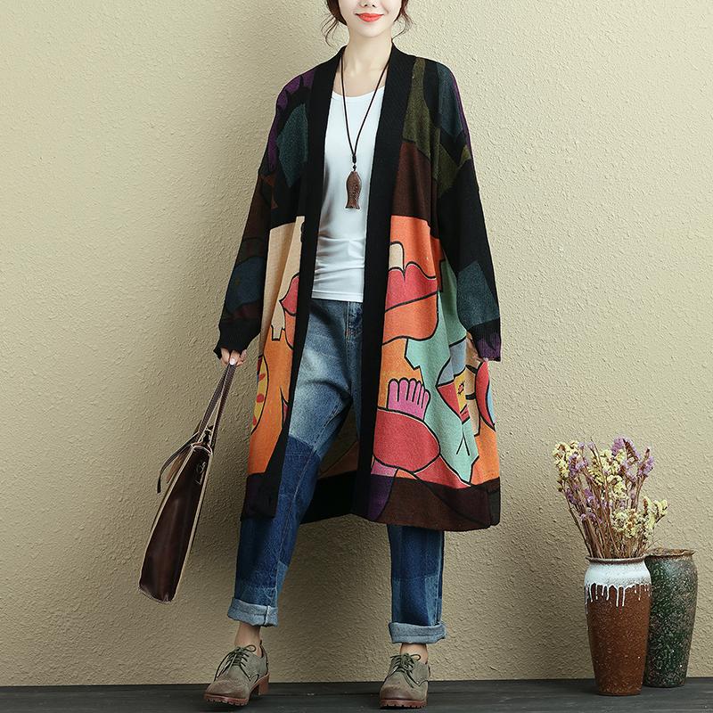 Women Sprint Autumn Long Sleeve Printing Casual Long Cardigan