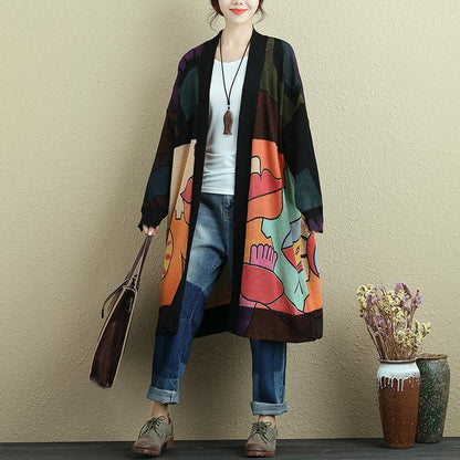 Women Sprint Autumn Long Sleeve Printing Casual Long Cardigan