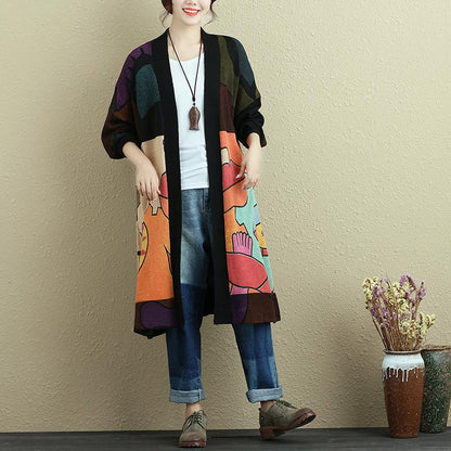 Women Sprint Autumn Long Sleeve Printing Casual Long Cardigan