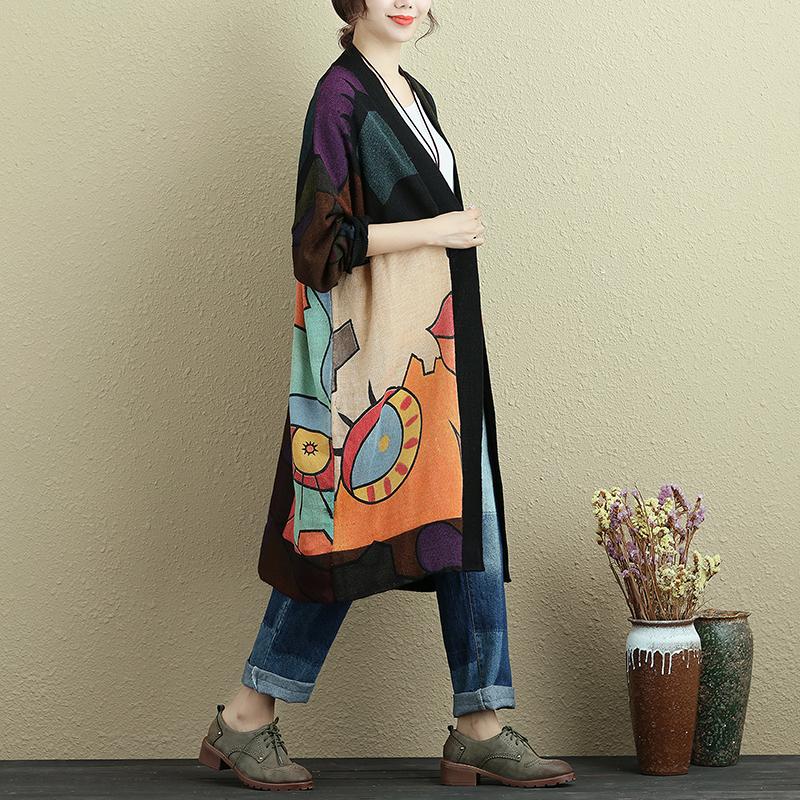 Women Sprint Autumn Long Sleeve Printing Casual Long Cardigan