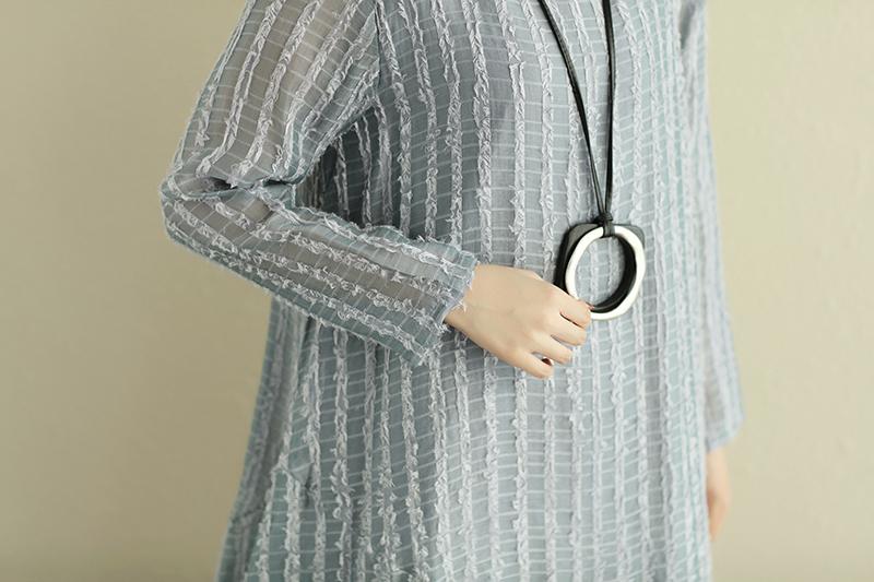 Round Neck Long Sleeve Irregular Lining Purple Women Dress