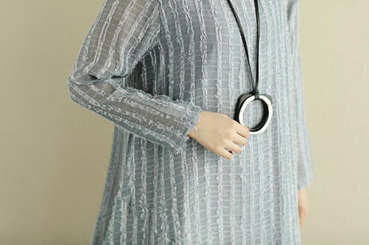 Round Neck Long Sleeve Irregular Lining Purple Women Dress