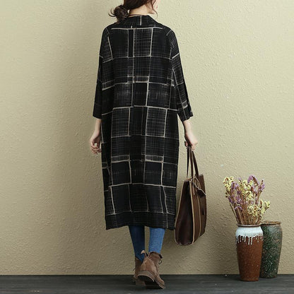 Mock Neck Three Quarter Sleeve Lattice Pockets Slit Dress