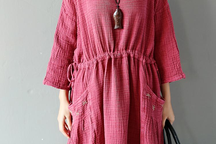 Retro String Pocket Women Dark Gray Dress