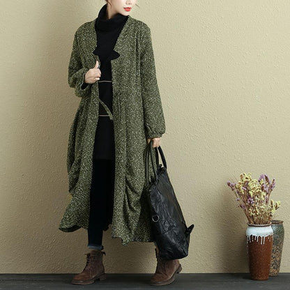 Loose Women Lacing Long Sleeve Pleated Casual Coat