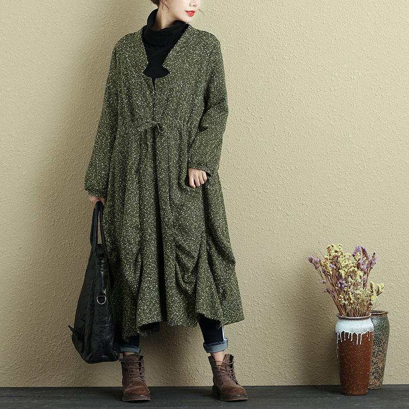 Women Lacing Long Sleeve Pleated Casual Coat