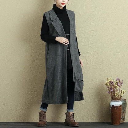 One Button Sleeveless Coat Women Style