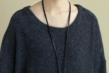Autumn Round Neck Long Sleeve Woolen Women Sweater Shirt