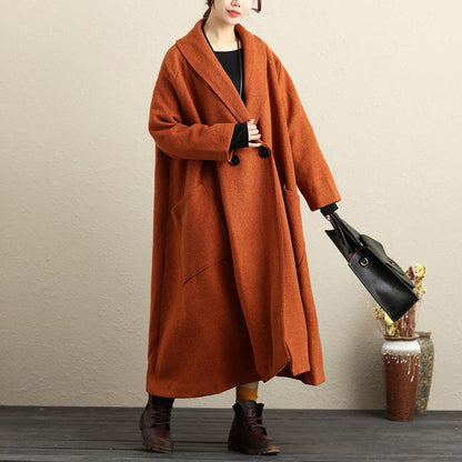 Women's Loose Woolen Coat Winter Long Overcoat