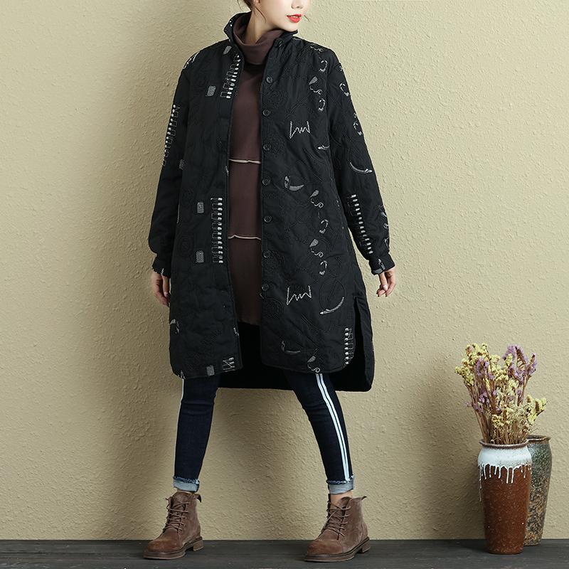 Women Winter Single Breasted Long Sleeve Black Coat
