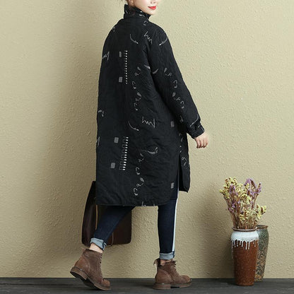 Women Winter Single Breasted Long Sleeve Black Coat