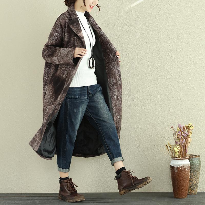Women Autumn Winter Retro Lapel Long Sleeve Pockets Long Coat