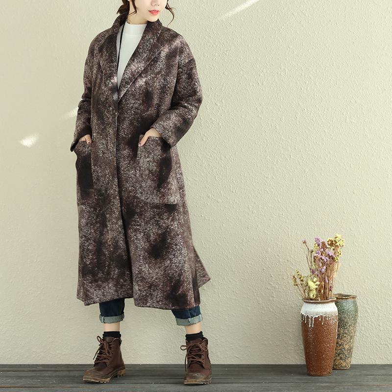Women Autumn Winter Retro Lapel Long Sleeve Pockets Long Coat