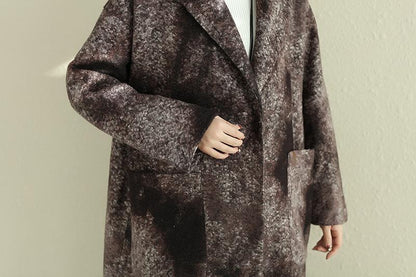 Women Green Autumn Winter Retro Lapel Long Sleeve Pockets Long Coat
