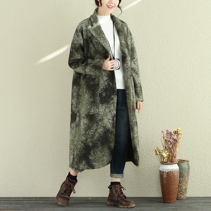Women Autumn Winter Retro Lapel Long Sleeve Pockets Long Coat
