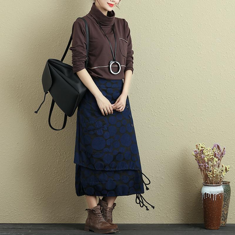 Autumn Women Casual Double Layer Polka Dots Skirt