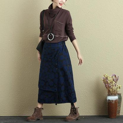 Autumn Women Casual Double Layer Polka Dots Skirt